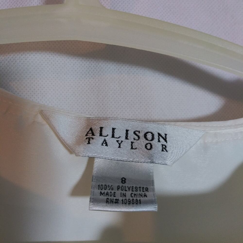 Allison Taylor White Dramatic Pleated Ruffle Collar Wrap Top Size 8 - Picture 7 of 8